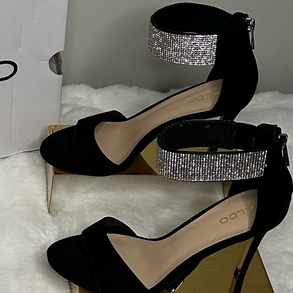 Aldo Black Heels with Sparkling Ankle Strap